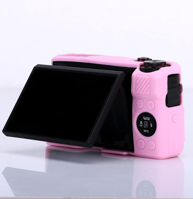 يساو حافظة كاميرا G7X من السيليكون، غطاء حقيبة ناعم من المطاط خفيف الوزن للغاية لكاميرا Canon PowerShot G7X Mark III + قماش من الألياف الدقيقة (وردي) - Image 5